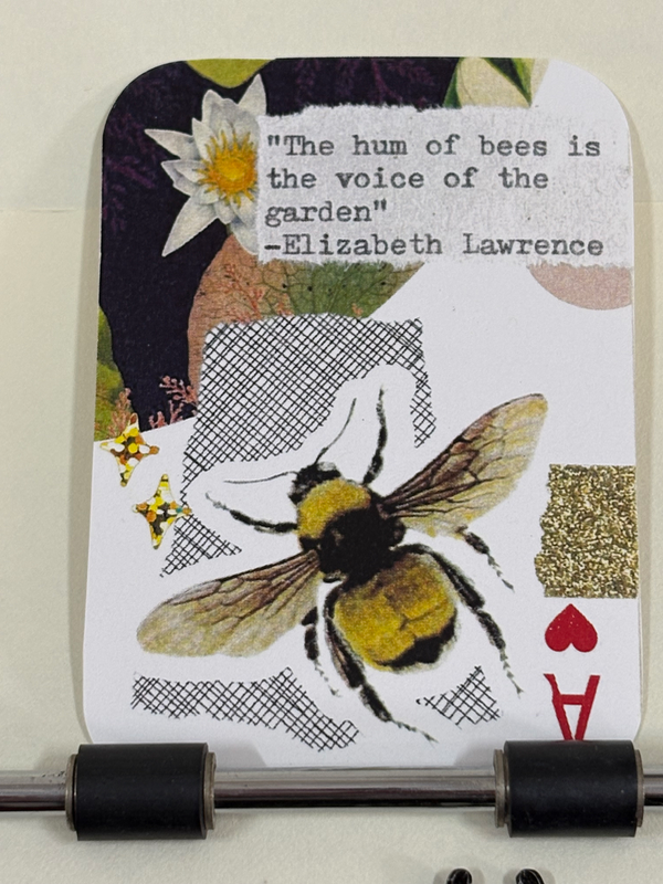Bumble bee garden collage print by Mazerzine aceo art card