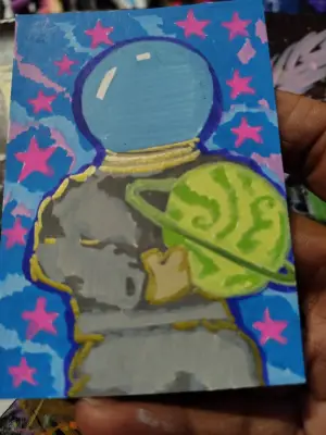 Outer space aceo aceo art card thumbnail 1