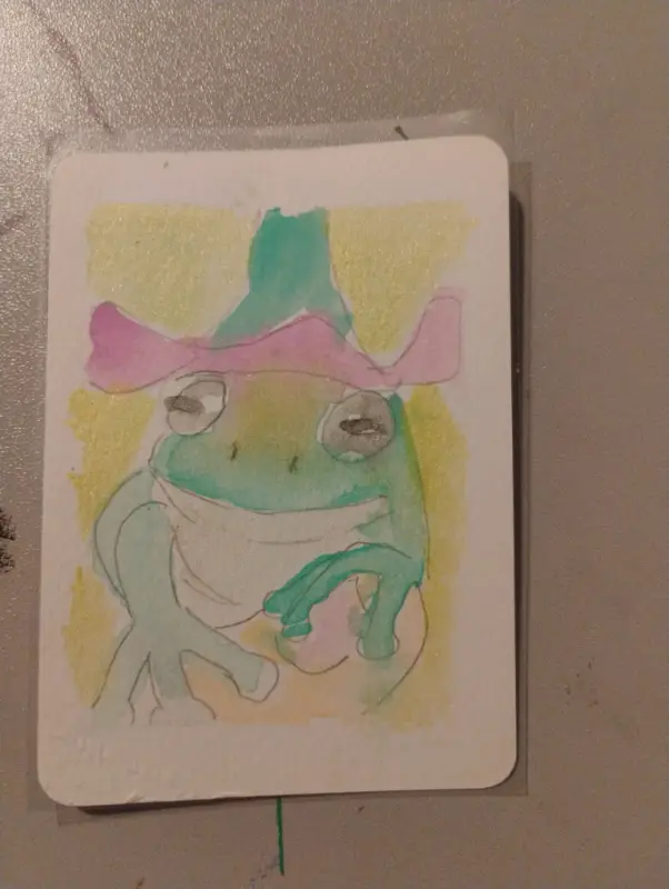 Flower Frog aceo art card