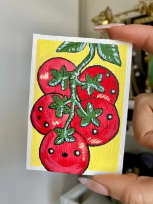 Cutie Tomatoes aceo art card thumbnail 1