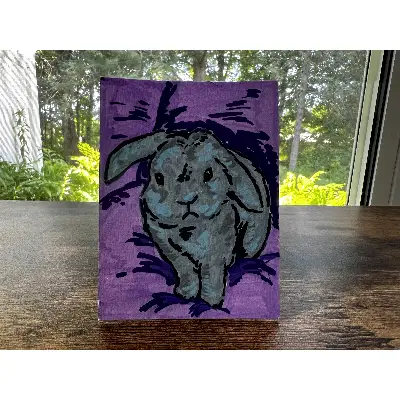 Couch Bunny aceo art card thumbnail 2