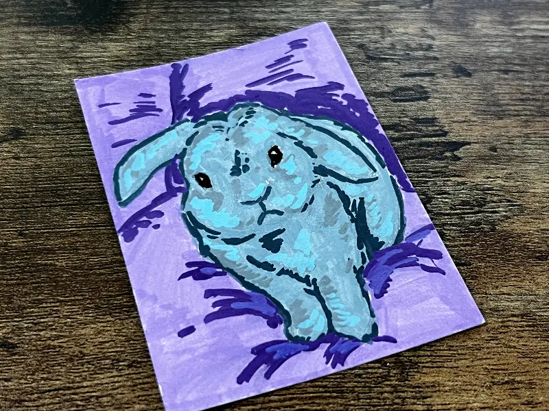 Couch Bunny aceo art card