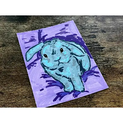 Couch Bunny aceo art card thumbnail 1