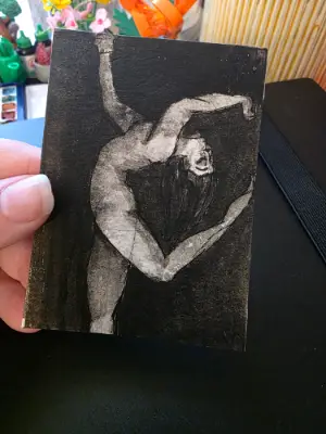 Dance Study 1 aceo art card thumbnail 3