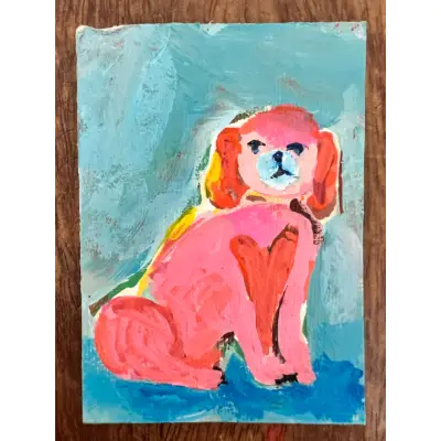 Heart Dog aceo art card thumbnail 1