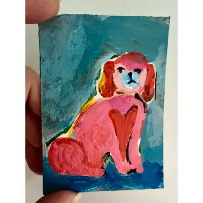 Heart Dog aceo art card thumbnail 2