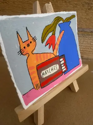 Cat still life aceo art card thumbnail 2