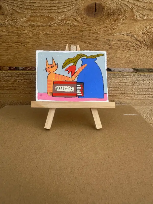 Cat still life aceo art card