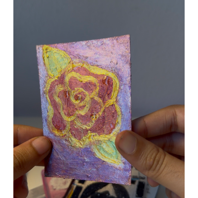 Metallic Rose with Dew Drops ACEO aceo art card thumbnail 2