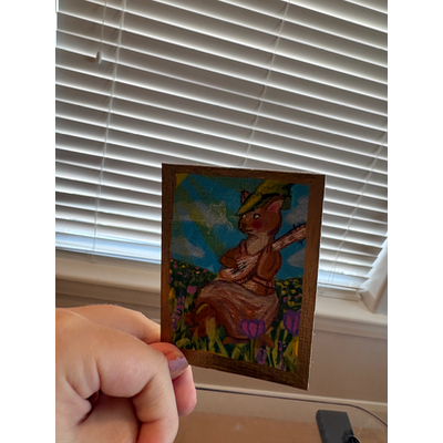 A Ferret and his fiddle! aceo art card thumbnail 2