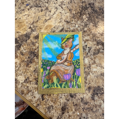 A Ferret and his fiddle! aceo art card thumbnail 1