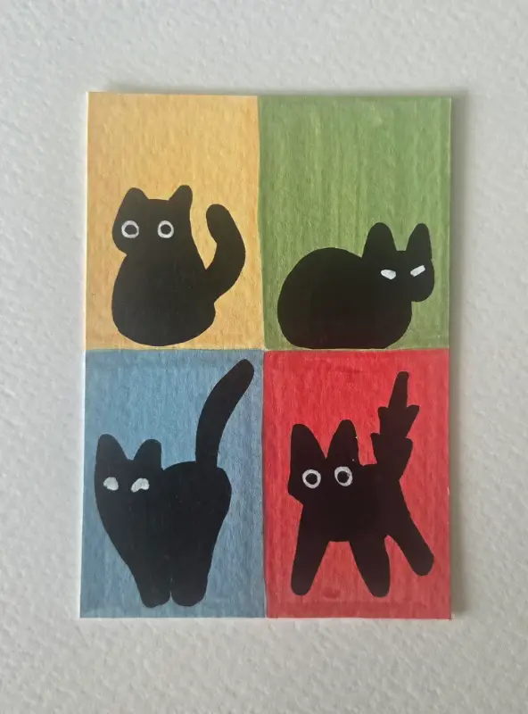 Four Corner Kitties aceo art card