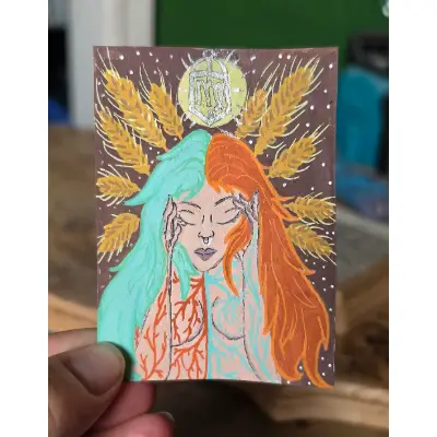 Zodiac Series #7/12 "Virgo" aceo art card thumbnail 1