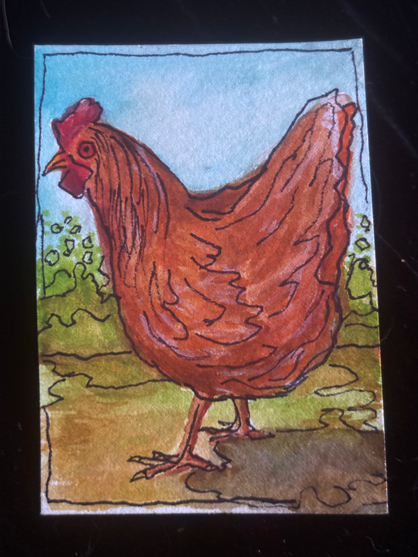Chicken 1 aceo art card