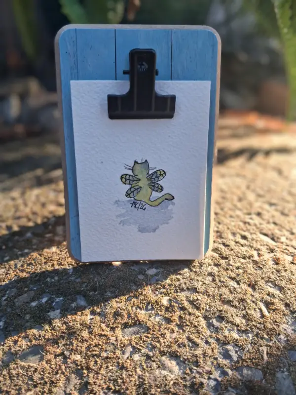 Winged Kitten aceo art card