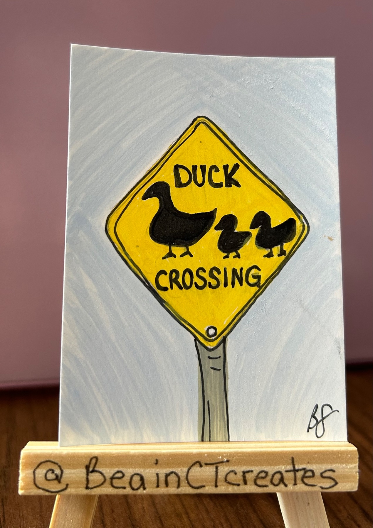 Duck Crossing aceo art card