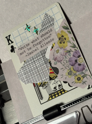 Quote Card #293 by Mazerzine collage purple flowers aceo art card thumbnail 2