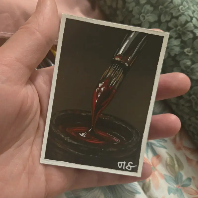 Red aceo art card
