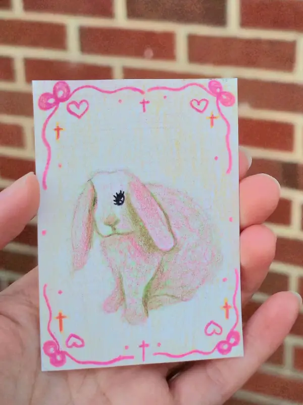 coquette bunny aceo art card
