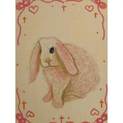 coquette bunny aceo art card thumbnail 2