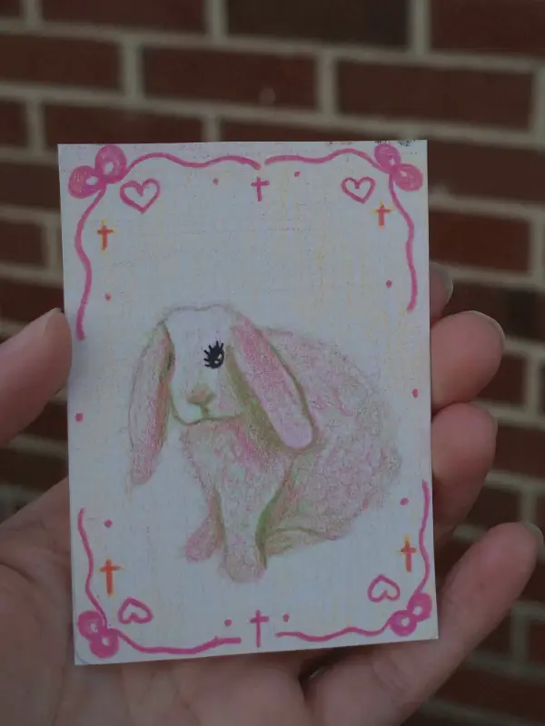coquette bunny aceo art card