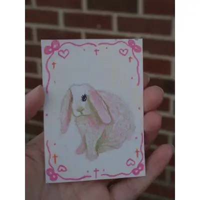 coquette bunny aceo art card thumbnail 1