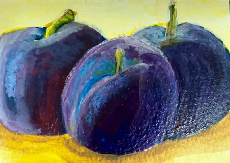 ACEO Original Painting Plums (2.5 by 3.5) Art Cards aceo art card