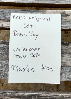 Watercolor cat “Donskoy” aceo art card thumbnail 2