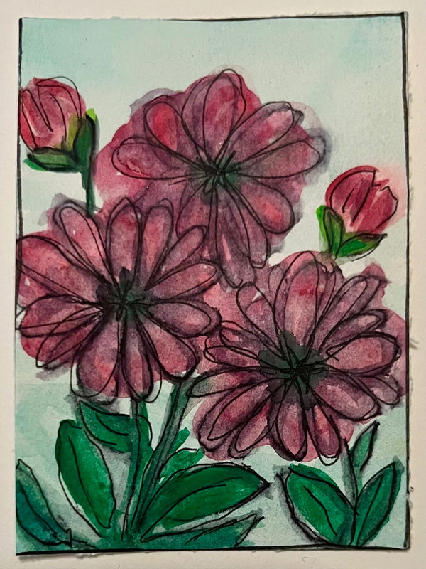 Daisy Doodles aceo art card