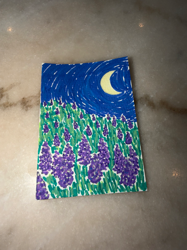 Lavender Night aceo art card
