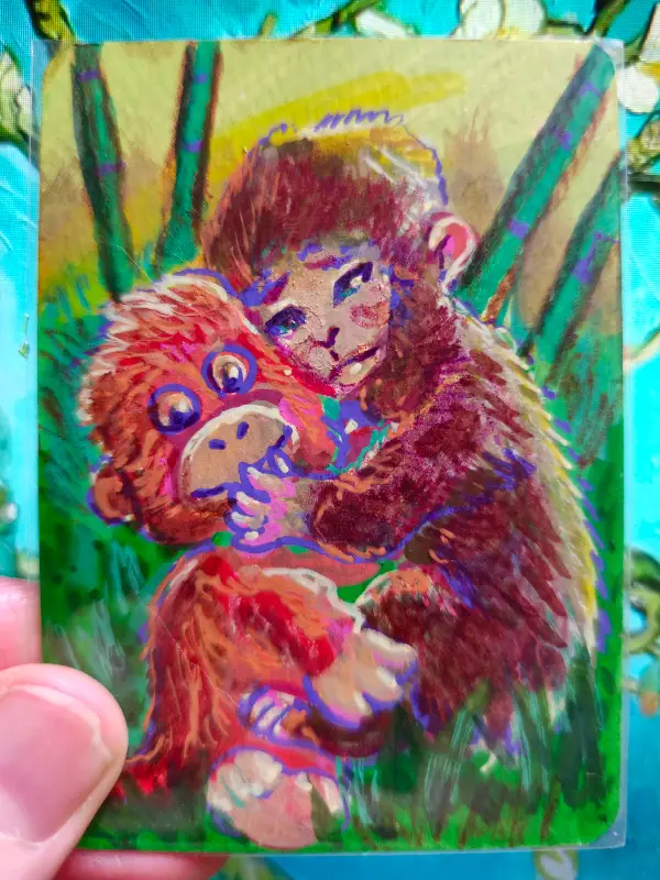 Punch the Monkey aceo art card