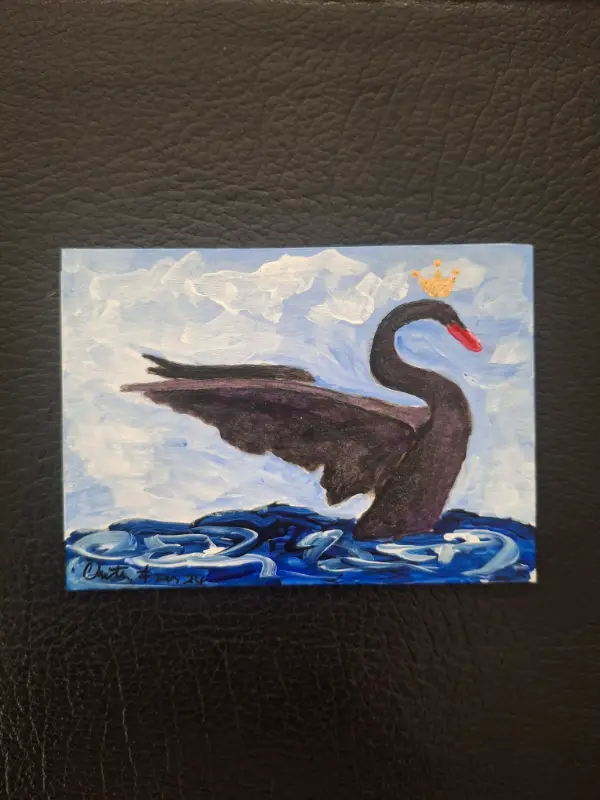 The swan princess black aceo art card