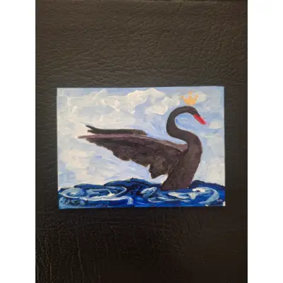 The swan princess black aceo art card thumbnail 1