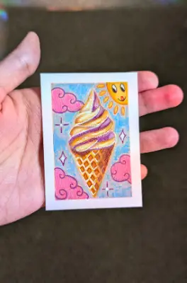 Ice cream days🍦🌞 aceo art card thumbnail 2