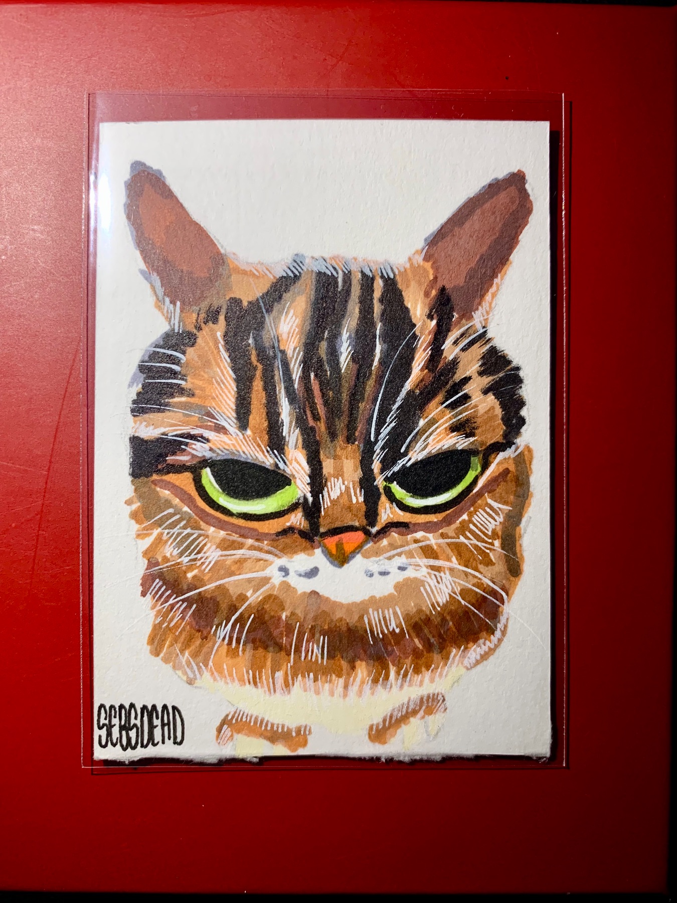 Original Aceo Cat hand painted artist trading card aceo art card