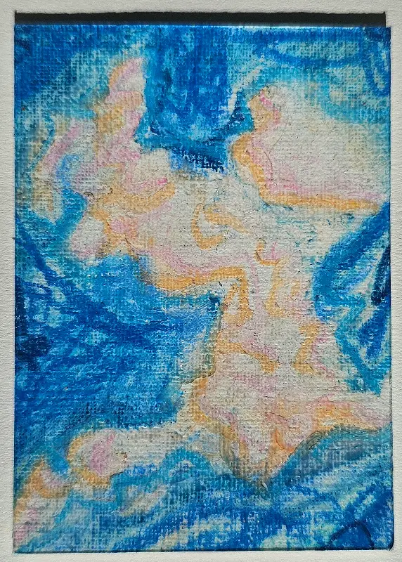 Oil Pastel Abstract Cloud Exploration Fine Art Original 2/2 aceo art card