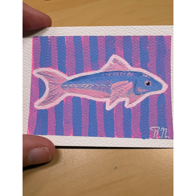 Fish 6/6 aceo art card thumbnail 1