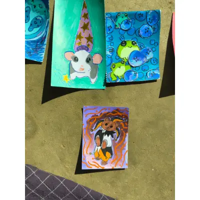 Halloween stoate clown aceo art card thumbnail 2