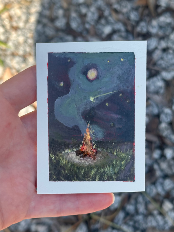 Fire Under the Full Moon aceo art card