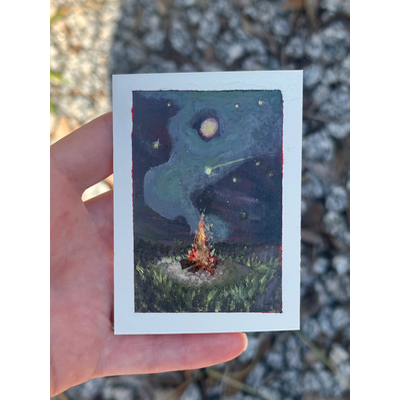 Fire Under the Full Moon aceo art card thumbnail 1