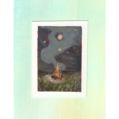 Fire Under the Full Moon aceo art card thumbnail 2