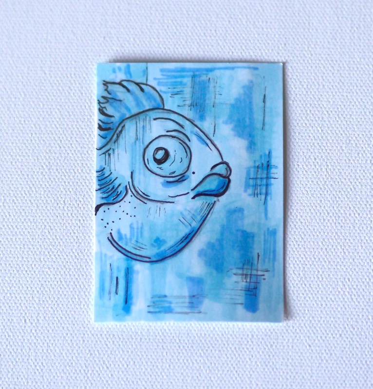 Blue Fish aceo art card