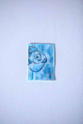 Blue Fish aceo art card thumbnail 2