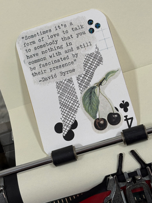 David Byrne quote cherries micro collage print cherry by Mazerzine aceo art card thumbnail 2