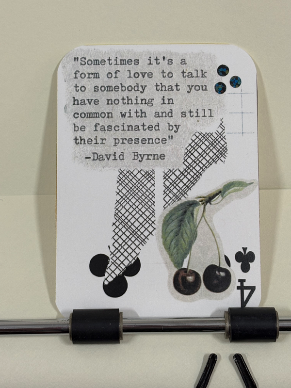 David Byrne quote cherries micro collage print cherry by Mazerzine aceo art card