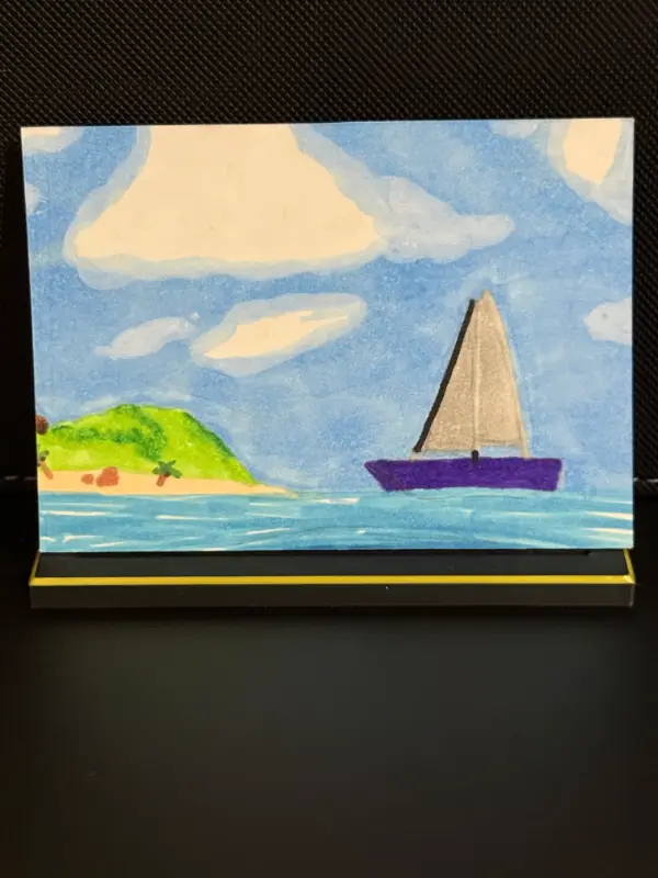 "Sailing To" #5/5 Above and Below Series Original Mixed Media Art Card aceo art card