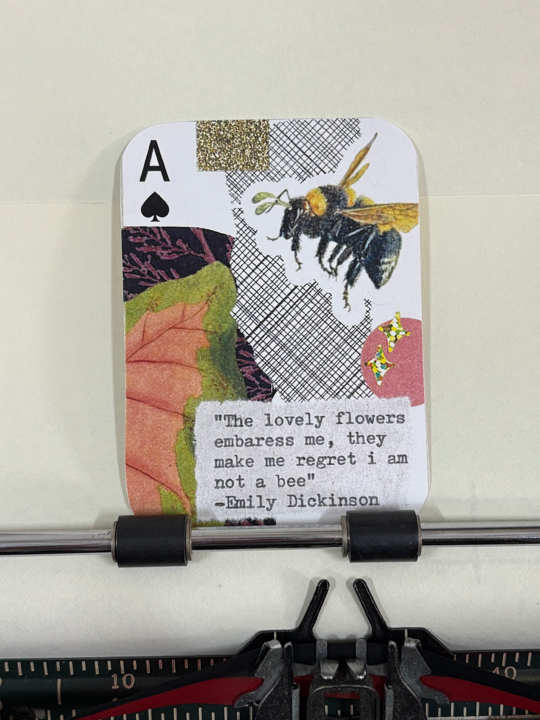 Bee Emily Dickinson quote collage print by Mazerzine bug flowers aceo art card