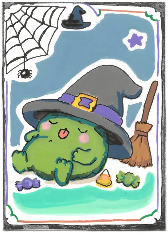 Witch Candy Belly | Halloween Belly Collection | Art with Sara Rose aceo art card