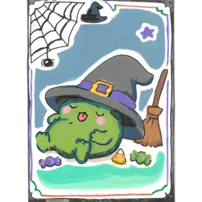 Witch Candy Belly | Halloween Belly Collection | Art with Sara Rose aceo art card thumbnail 1