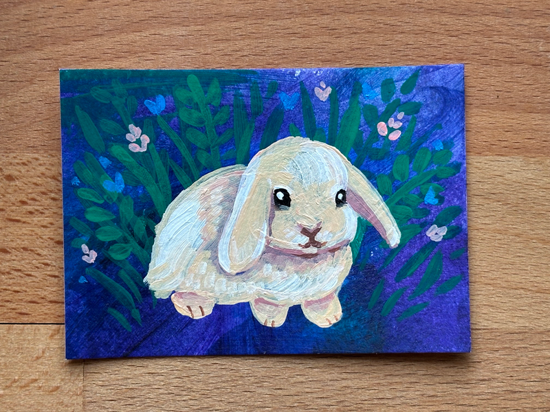 Darling Bunny aceo art card